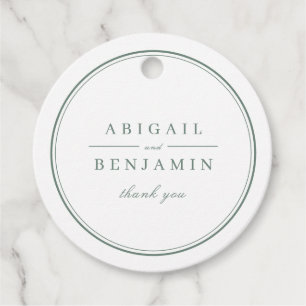 Elegante Ränder sagegrün minimalistisches Hochzeit Geschenkanhänger