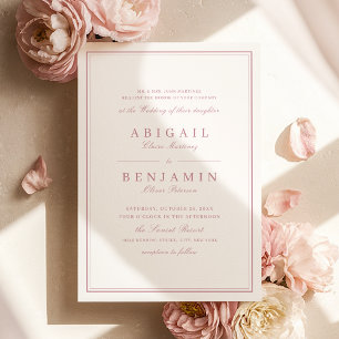Elegante Ränder staubrosa minimalistische Hochzeit Einladung