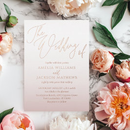 Elegante Real Gold Blush Rosa Hochzeit Folieneinladung