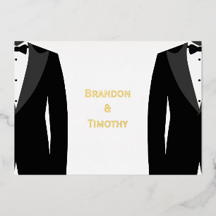 Elegante Real Gold Foil Gay Wedding RSVP Karten