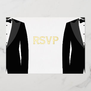 Elegante Real Gold Foil Gay Wedding RSVP Karten