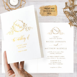 Elegante Real Gold Foil Monogramm, geflochtene Hoc Folienkarte