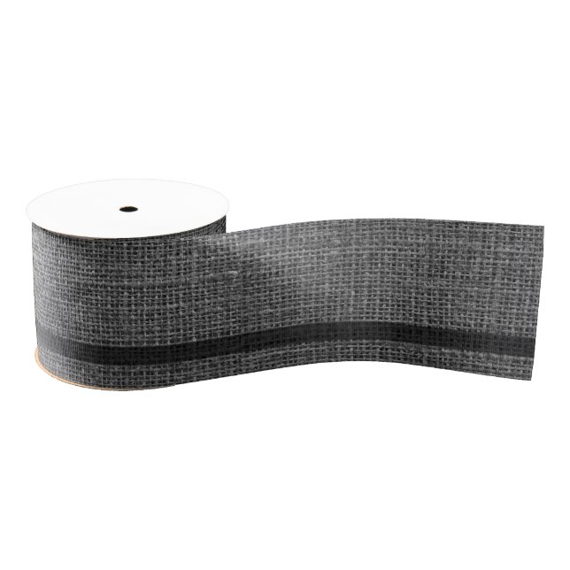 Elegante realistische Burlap Rustic Graukohle Ripsband (Spule)