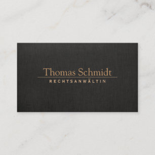 Elegante Rechtsanwalt Imitat schwarzem Leinen Visitenkarte