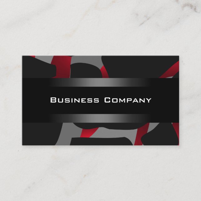 Elegante Red Abstrakt Black Business Card Company Visitenkarte (Vorderseite)