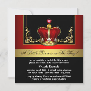 Elegante Red and Gold Prince Baby Dusche Einladung