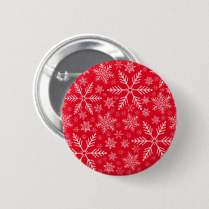 Elegante Red Aqua Weißer Winter Snowflake Button