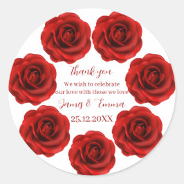 Elegante Red Blume Custom Wedding Runder Aufkleber