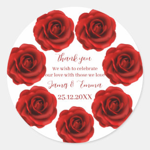 Elegante Red Blume Custom Wedding Runder Aufkleber