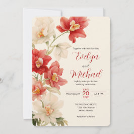 Elegante Red Cattleya Orchids Blume Hochzeit Einladung
