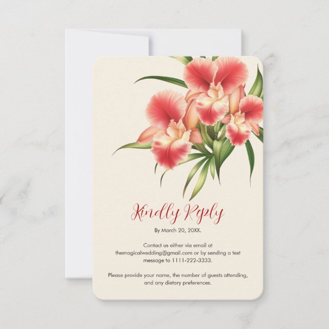 Elegante Red Cattleya Orchids Blume Hochzeit RSVP Karte (Vorderseite)