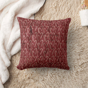 Elegante Red Christmas Holiday Candy Canes Kissen