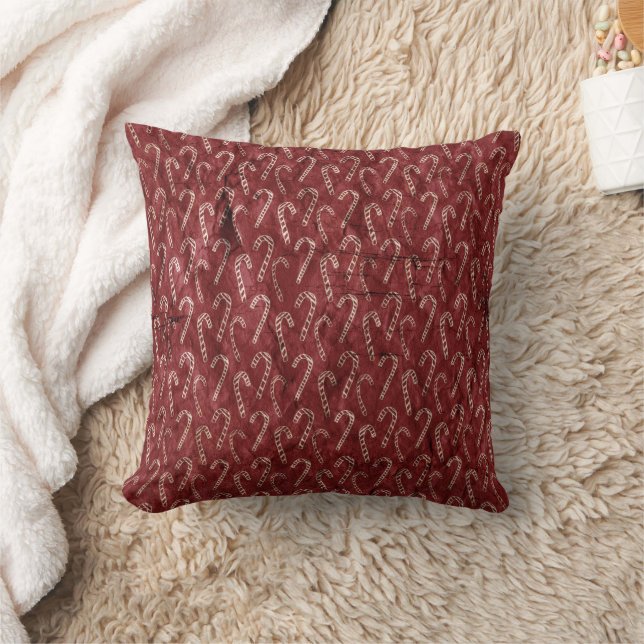 Elegante Red Christmas Holiday Candy Canes Kissen (Decke)