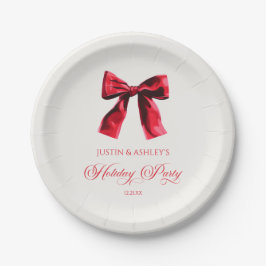 Elegante Red Coquette Bow Holiday Party Pappteller