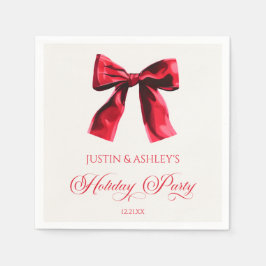 Elegante Red Coquette Bow Holiday Party Serviette