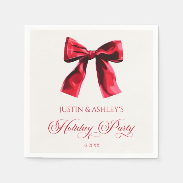 Elegante Red Coquette Bow Holiday Party Serviette (Vorderseite)