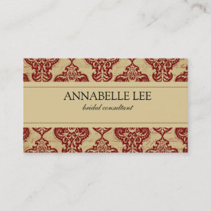 Elegante Red Damask Profile Business Card Visitenkarte