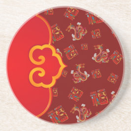 Elegante Red Dragon Chinesisch Neues Jahr Lucky Sy Getränkeuntersetzer