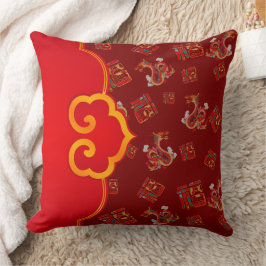 Elegante Red Dragon Chinesisch Neues Jahr Lucky Sy Kissen