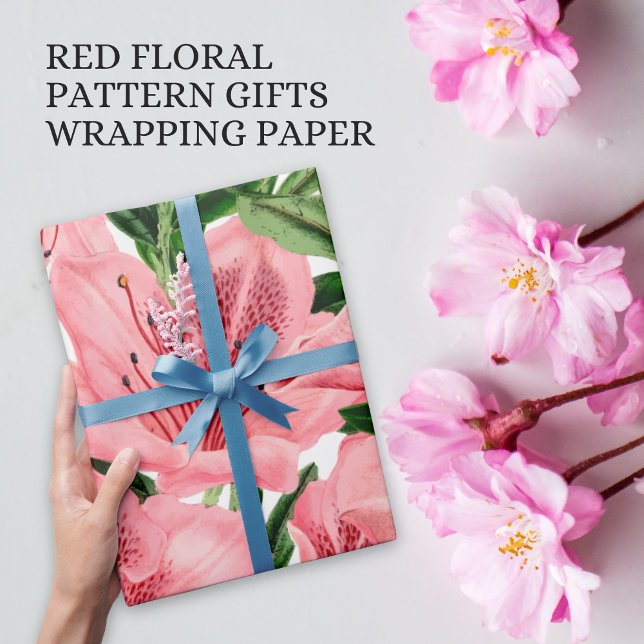 Elegante Red Floral Business Packaging Geschenkpapier (Von Creator hochgeladen)
