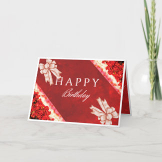 Elegante Red Floral Happy Birthday Card Dankeskarte