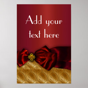 Elegante Red Gold Damask Poster