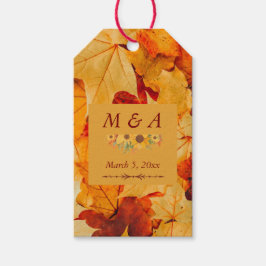 Elegante Red Gold Herbst Leaves Hochzeit Geschenkanhänger