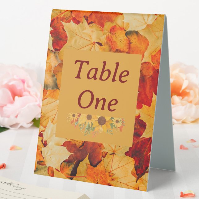 Elegante Red Gold Herbst Leaves Hochzeit im Herbst Tischaufsteller (In Situ (Hochzeit))