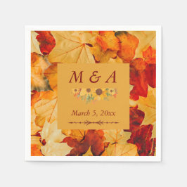 Elegante Red Gold Herbst Leaves Wedding Napkins Serviette
