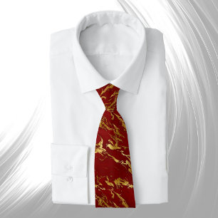 Elegante Red Gold Imitate Marmorwein Weihnachten Krawatte