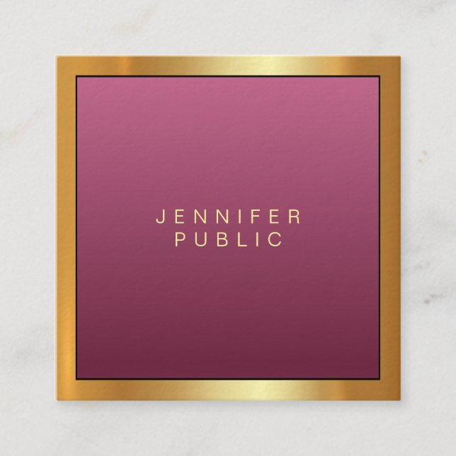 Elegante Red Gold Moderne Berufliche Kunst Luxe Quadratische Visitenkarte (Vorderseite)