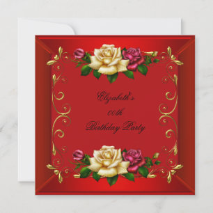 Elegante Red Gold Rose Geburtstagsparty Einladung