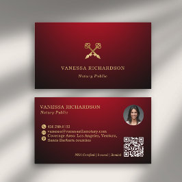 Elegante Red & Gold Skeletton Key Moderner Notar Q Visitenkarte
