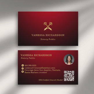 Elegante Red & Gold Skeletton Key Moderner Notar Q Visitenkarte