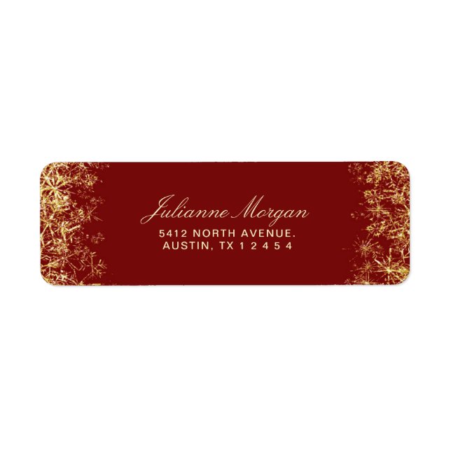 Elegante Red Gold Snowflakes Weihnachten (Vorne)