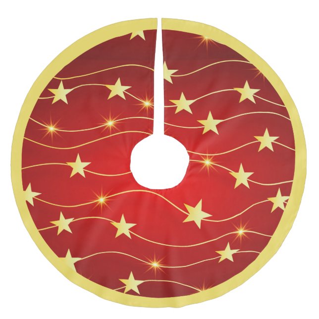 Elegante Red Gold Stars Weihnachtsdekoration Polyester Weihnachtsbaumdecke (Vorderseite)