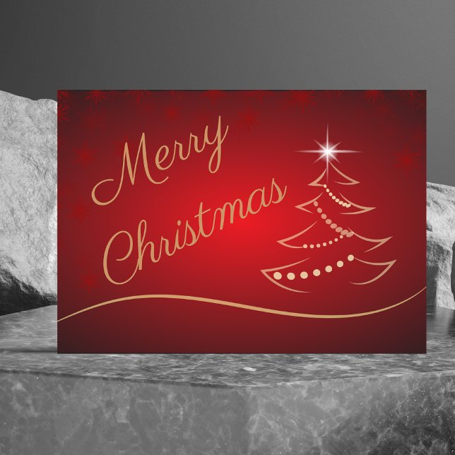 Elegante Red & Gold Weihnachtsbaum Weihnachtskarte (Von Creator hochgeladen)