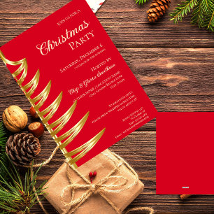 Elegante Red & Gold Weihnachtszeit-Party Einladung