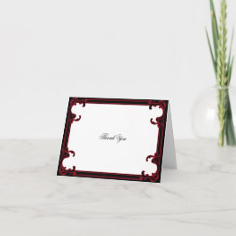 Elegante Red Gothic Frame Wedding Vielen Dank Dankeskarte
