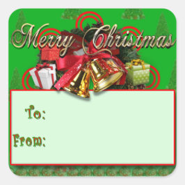 Elegante Red Green Gold Weihnachtsgeschenke Aufkle Quadratischer Aufkleber