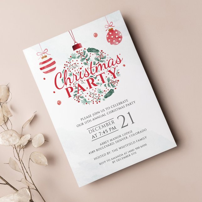 Elegante Red Green Weihnachtsfeier Flyer (Boho Christmas Party Invitation Flyer)