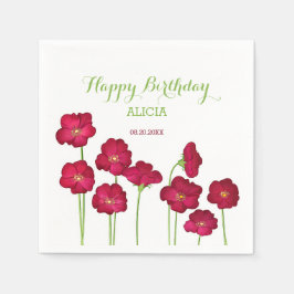 Elegante Red Growing Wildblume Geburtstagsparty Serviette