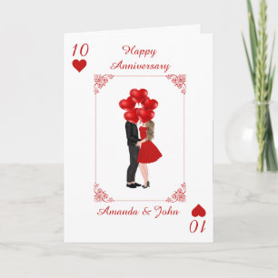Elegante Red Happy Anniversary Personalisiert Card Karte