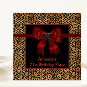 Elegante Red Leopard Geburtstagsparty Einladung