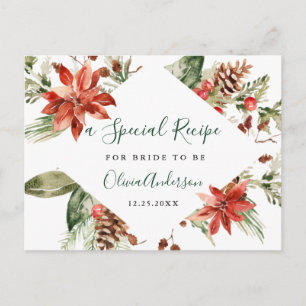 Elegante Red Poinsettia Brautparty Rezept Card Postkarte