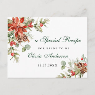 Elegante Red Poinsettia Brautparty Rezept Card Postkarte
