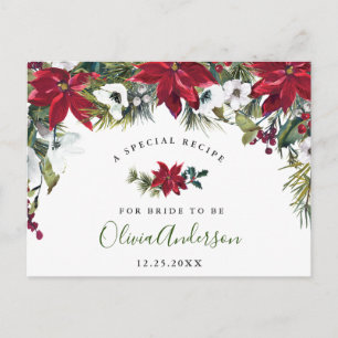 Elegante Red Poinsettia Brautparty Rezept Card Postkarte