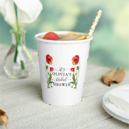 Elegante Red Poppy Brautparty Paper Cups Pappbecher
