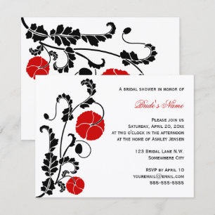 Elegante Red Poppy Bridal Dusche Einladung