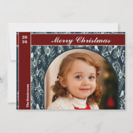 Elegante Red Ribbon Modern Ein Foto Weihnachten